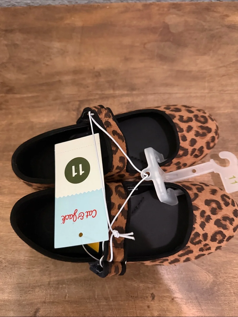 Cat & Jack Girls' Leopard Print Mary Jane Flats - Brown size 11 NWT